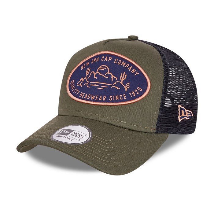 New Era Outdoors Patch A-Frame Trucker Lippis Khaki - New Era Lippikset Outlet FI-745913